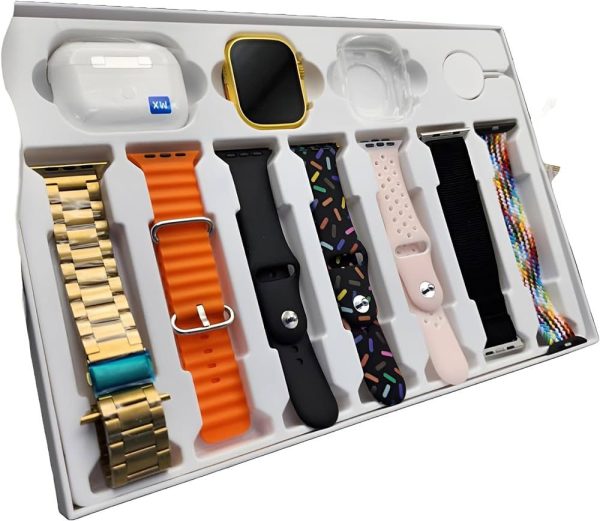 I20 Ultra Max With AirPods Bonus |10 in 1 Smartwatch Bundle 2.3 Inch Large Screen 10 Straps