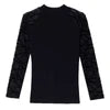 Spring New Arrival Lace-spliced Flocking Slim-fit